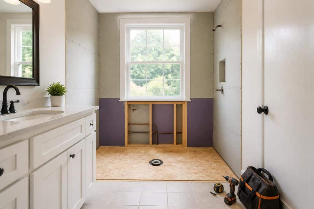 Shower replacement material and layout planning for a North Fort Myers bathroom