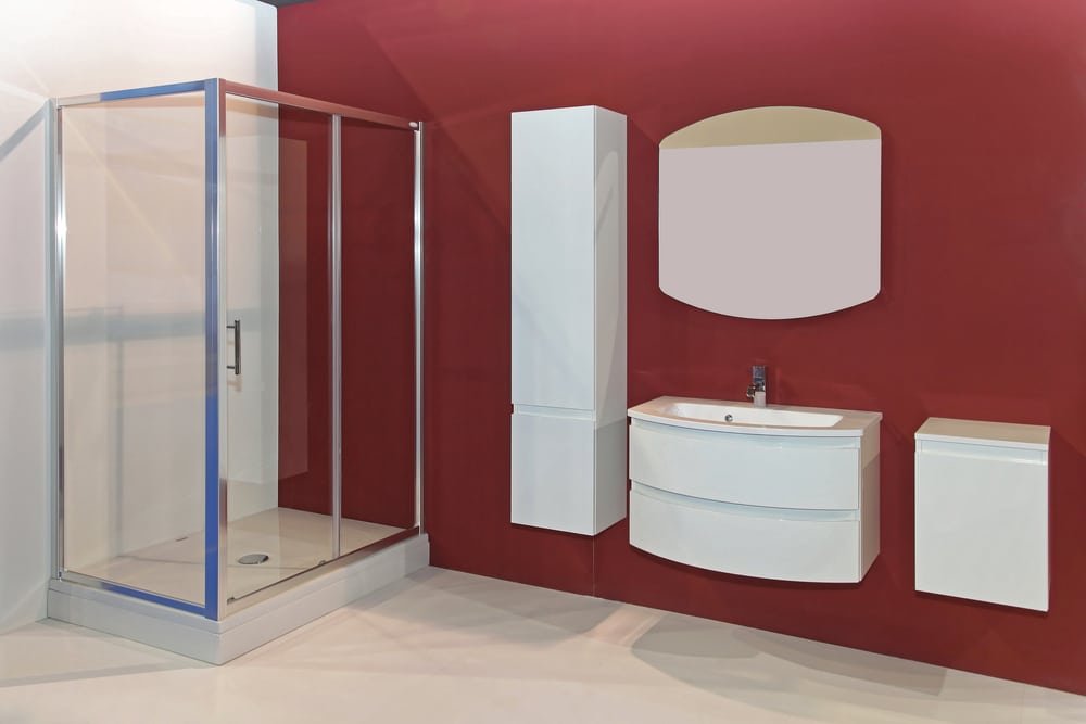 Glass shower cabin in a contemporary bathroom remodel