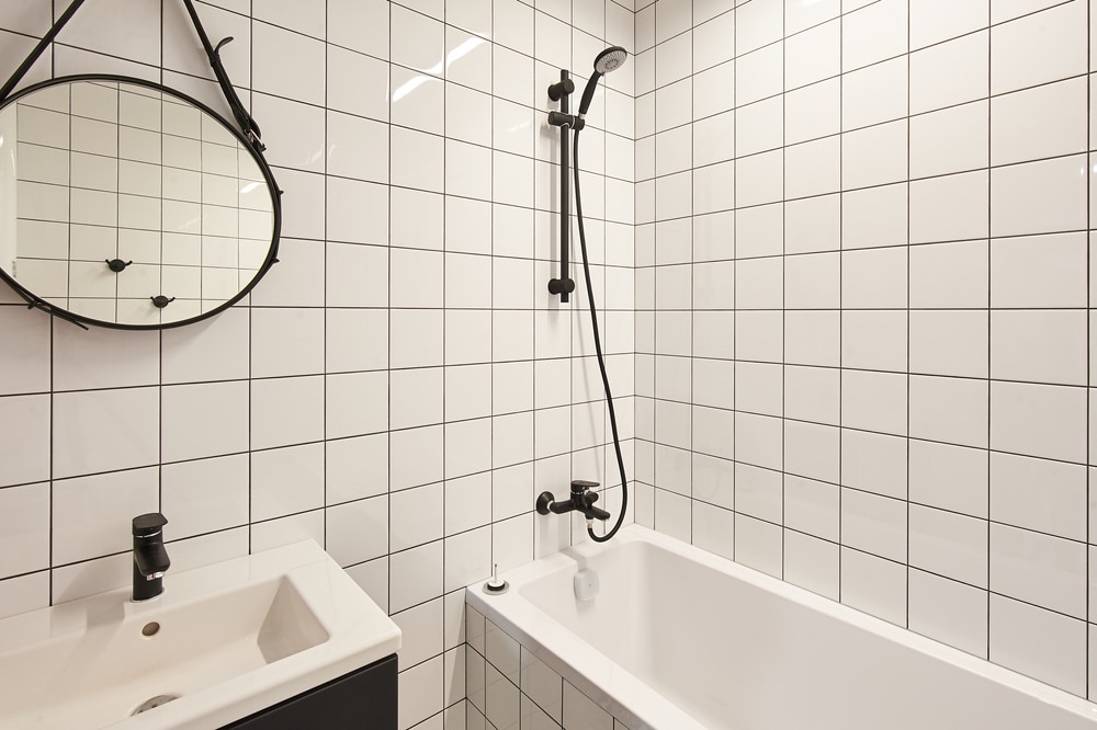 Tiled shower wall for bathroom safety upgrade planning