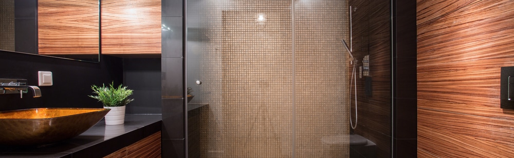 Stylish bathroom with a glass shower for a remodel plan