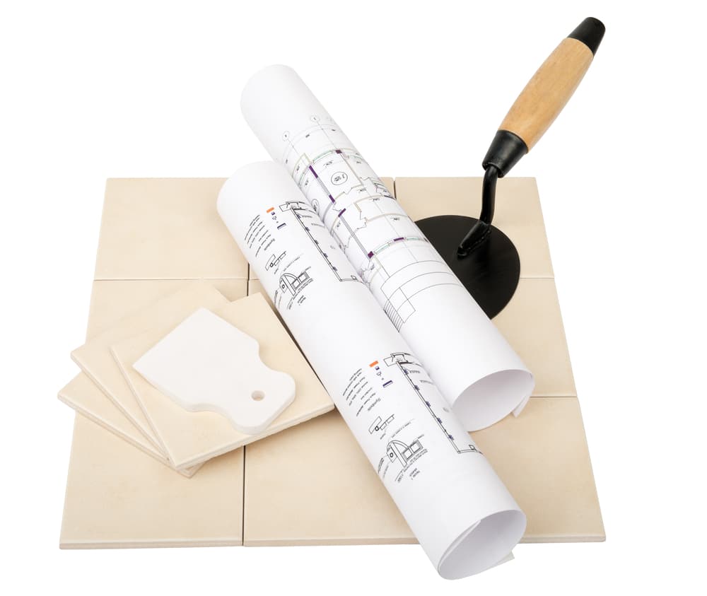 Tile samples for bathroom remodeling budget planning
